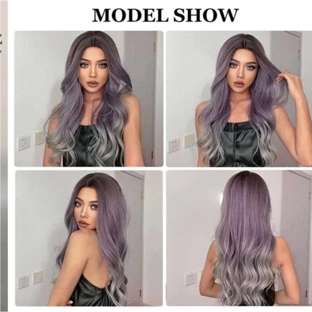 Lavender Ombre Long Wavy Wig